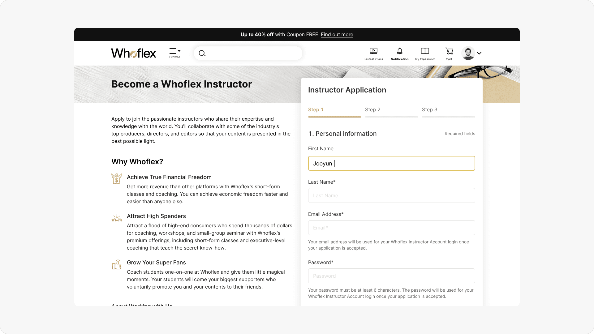 Whoflex instructor application form